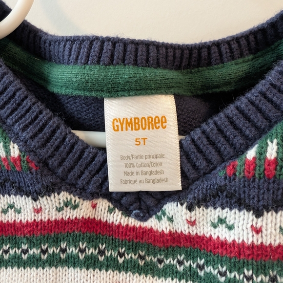 Gymboree Navy, Train Fair Isle Green & Red Knit Sweater Vest - Picture 2 of 3